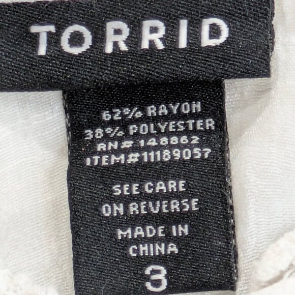 Torrid Tunic Womens 22/24 White Peasant Boho Cottagecore Folk Embroidered Pleats - Picture 10 of 11